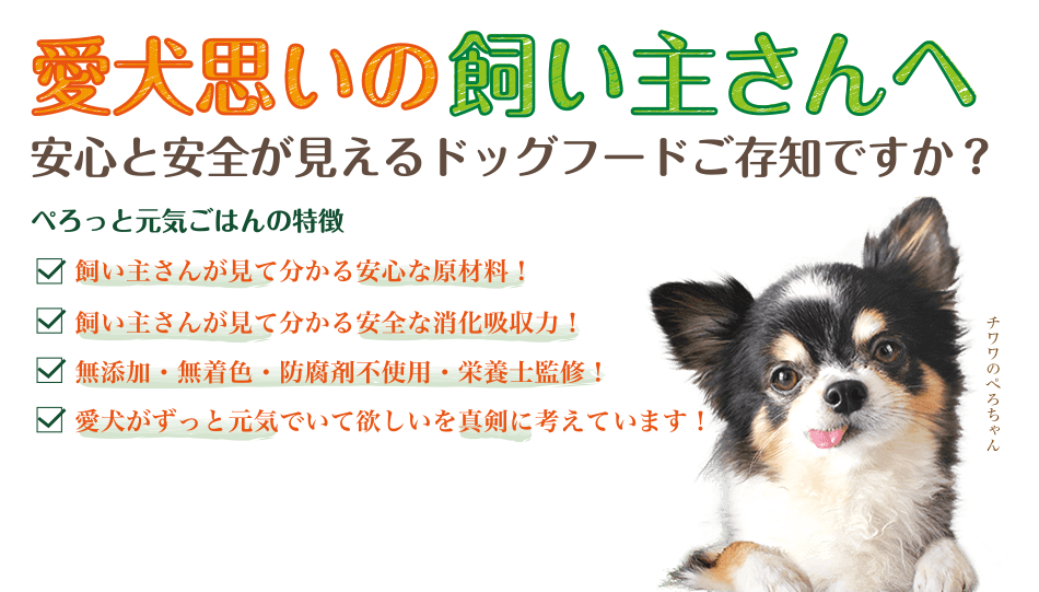 ぺろっと元気ごはん 公式サイト 博多ドッグス 安心と安全が見えるドッグフード